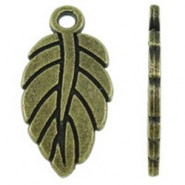 Metal charm Leaf 10x19mm - Antique bronze